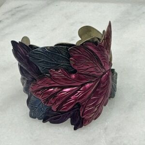 Grecian Cufflet Bracelet Antiqued Metal Leaf Adjustable